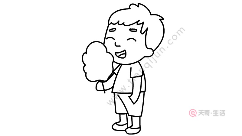 吃棉花糖的小男孩簡筆畫怎么畫(圖4) 吃棉花糖的小男孩簡筆畫怎么畫
