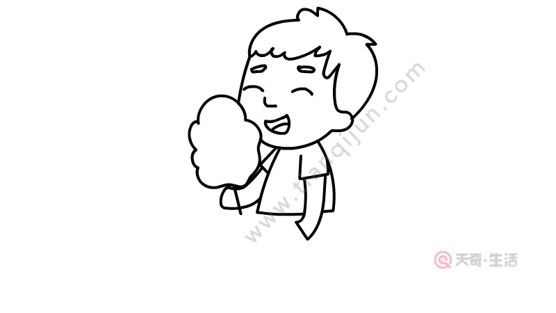 吃棉花糖的小男孩簡筆畫怎么畫(圖3) 吃棉花糖的小男孩簡筆畫怎么畫