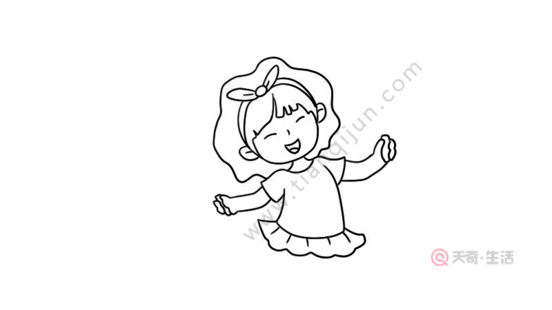 兒童節(jié)跳繩的女孩簡筆畫畫法(圖4) 兒童節(jié)跳繩的女孩簡筆畫畫法